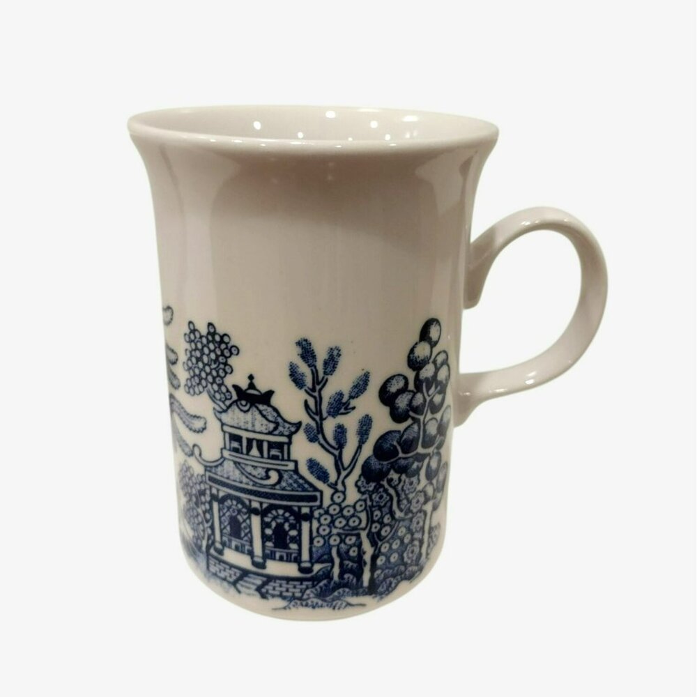 Vintage Churchill Blue Willow Tall Mug, 4.25" Coffee Tea Cup, Made In England